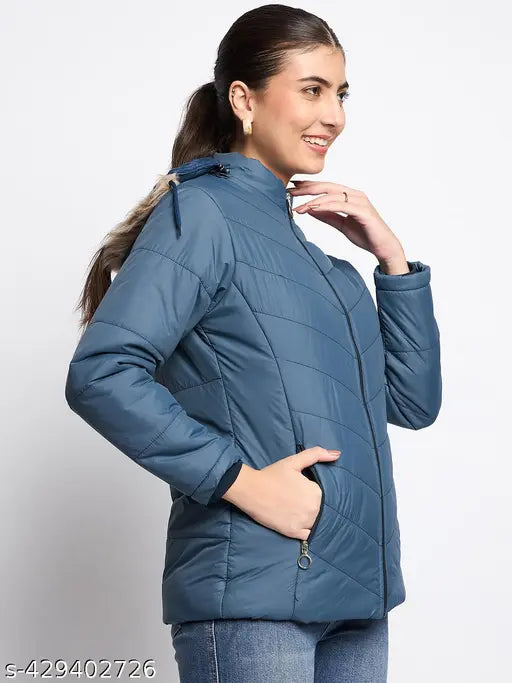 Women Solid Hooded Jacket