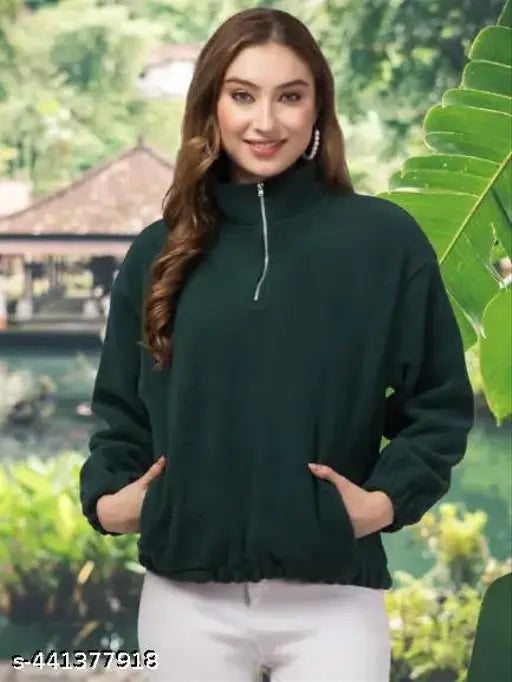 Womens Sweatshirts Half Zip Cropped Casual Pullover Thumb Hole Classic Comfy Spring and full