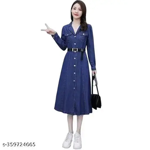 Woman Long Denim Dress