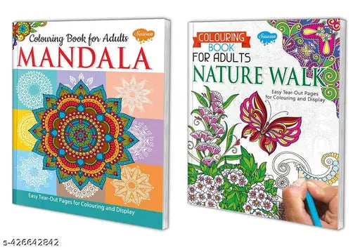Mandala and Nature Walk adult colouring book for kids : Mandala colouring book Adult colouring books Calming colouring book - Pack of 2 colouring book for kids.