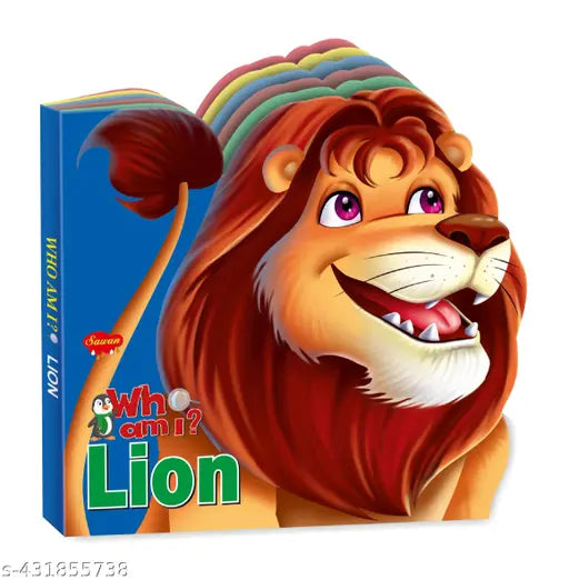 Lion 'Who Am I' Die-Cut Shape Board-Book : Die cut board book for kids Learning book for kids Board book for children.