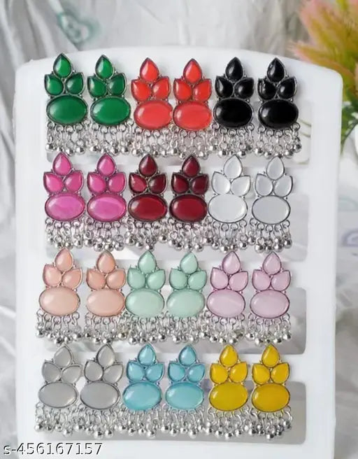 Oxidisezd Small And Simple Fancy Earrings Combo Pack Of 12 Pair / Graceful Earrings Studs
