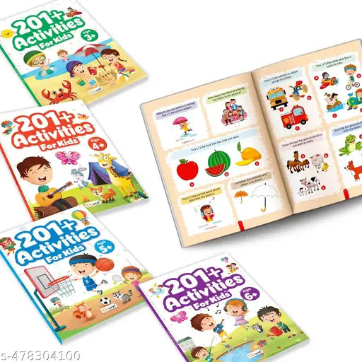 201+ Activities for Kids for Age 3 4 5 and 6 + : Kids Educational Fun Learning Book for Children Kids Activity Book Patterns - Brain games Hide and seek Word search and more - Pack of 4 Books