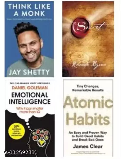 Combo Of 4 Best Seller Pack: Secret + Emotional Intelligence + Habitss (Paperback Jay Shetty Rhonda Byrne)
