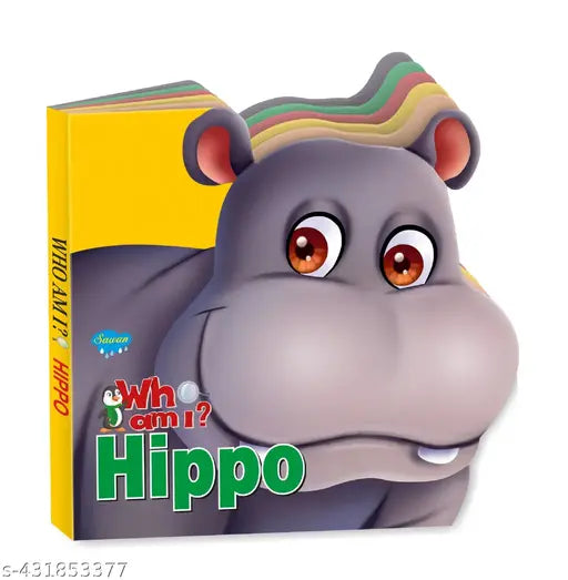 Hippo 'Who Am I' Die-Cut Shape Board-Book : Die cut board book for kids Board book for kids Learning book for kids.