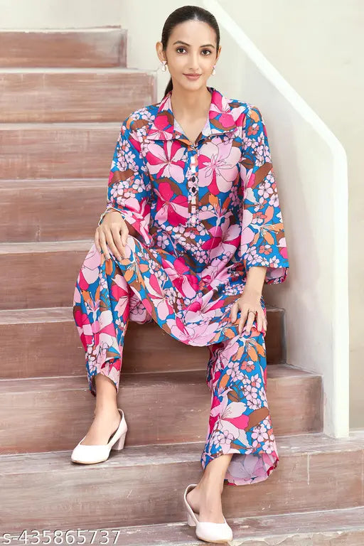 Women's Cotton Printed Kurta with Pant Set
