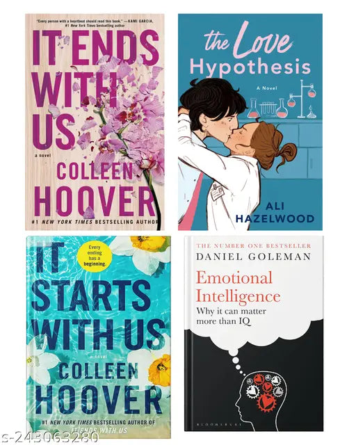 IT END WITH US BY COLLEEN HOOVER + IT STARTS WITH US BY COLLEEN HOOVER + THE LOVE HYPOTHESIS BY ALI HAZELWOOD + EMOTIONAL INTELLIGENCE BY DANIEL GOLEMAN