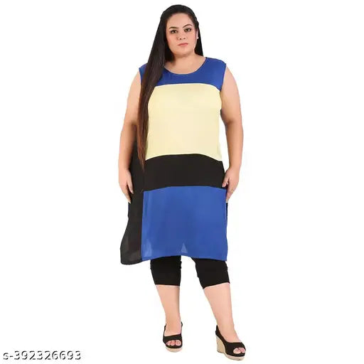 FAZZN Plus Size Customizable Knee Length Solid Multicolor Rayon Kurti