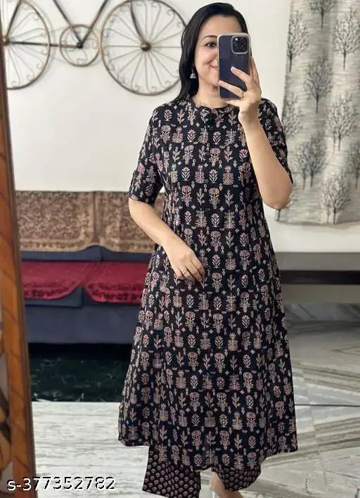 black kurti plazo