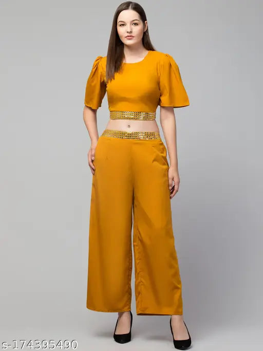 Stylish Solid Top and Plazzo Co-ords