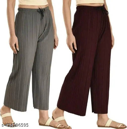 Gladly Women's Solid beautifull Pallazzos for women and Girls 2Pcs Combo