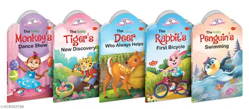 The baby Monkey's Dance Show Tiger's New Discovery Deer Who Always Helps Rabbit's First Bicycle and Penguin's Swimming books : Children learning book Picture books for learning - Pack of 5 books