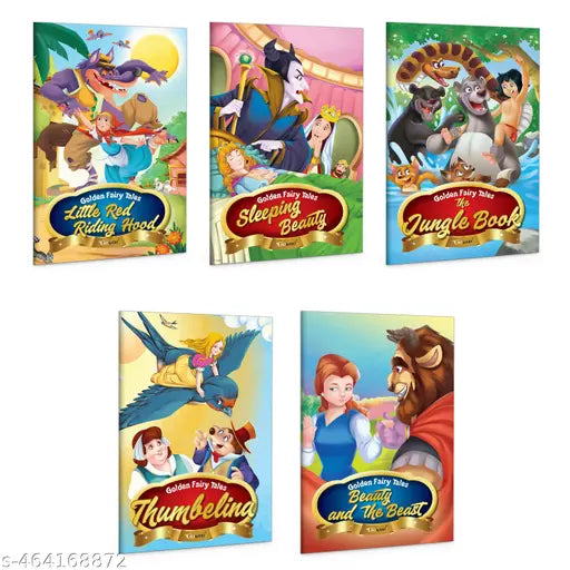 Thumbelina Sleeping Beauty The Jungle Book Beauty and the Beast and Little Red Riding Hood - Golden Fairy Tales : Fairy Tales for Children Kids Bedtime Stories - Pack of 5 books