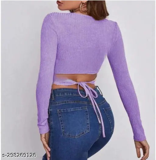 Round Neck Full Sleeve back String Top
