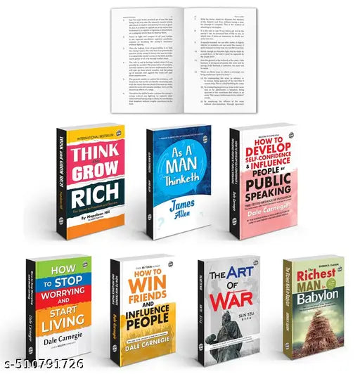 Think & Grow Rich The Art of War How to Win Friends & More - English Classic Novel Confidence building book Educatioanl book for kids - Combo of 7 Books
