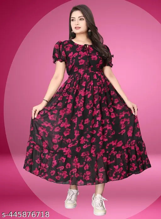 Trendy Latest Maxi Printed Women Dress