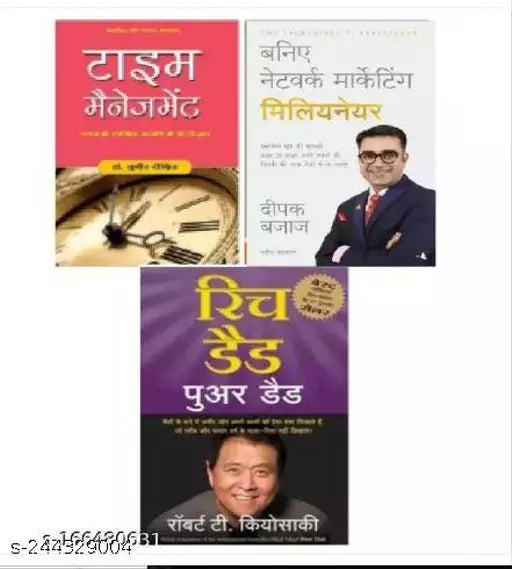 Time Management Hindi + Baniye network marketing millionaire + Richd dad poor dad (best motivational unique combo in paperback) Fiction Novels