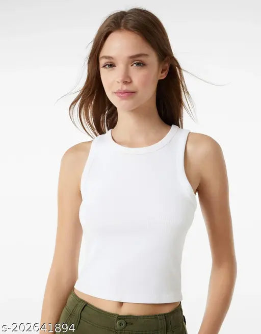 Woman crop ribbed top pure cotton fabric western wear girls top