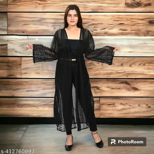Woman Long Net Shrug