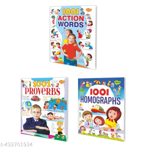1001 Action Words Proverbs and Homographs book for kids : Grammer book for kids English learning book Educational book for kids - Pack of 3 book for kids.
