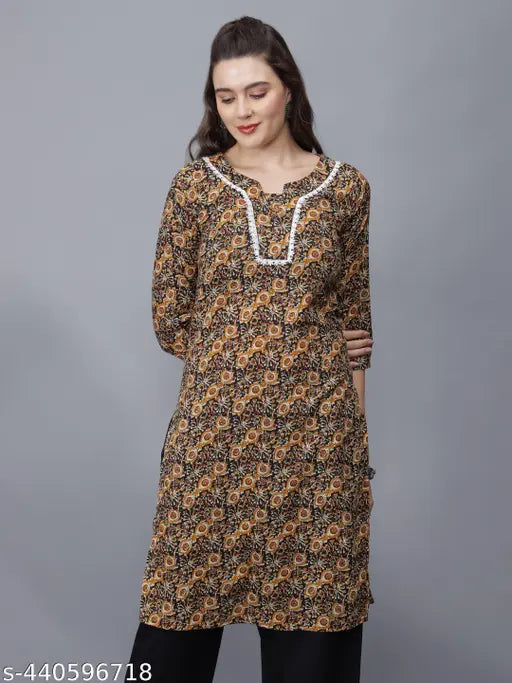 Women Floral Print Pure Cotton Straight Kurta
