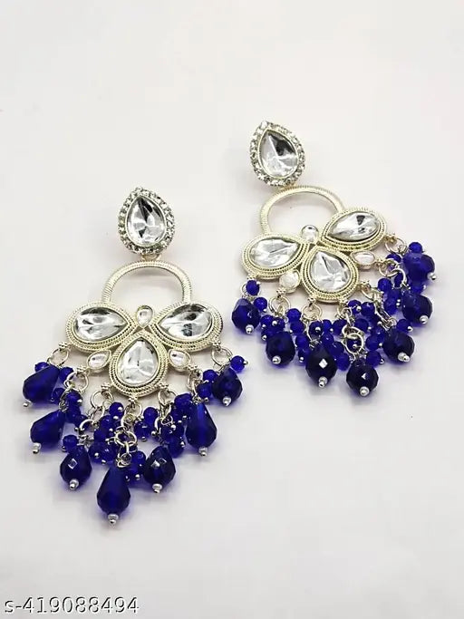 FASHION DANGLER YELLOW EARRINGS MINAKARI WORK WITH KUNDAN STONE AND BEADS HANGINGS