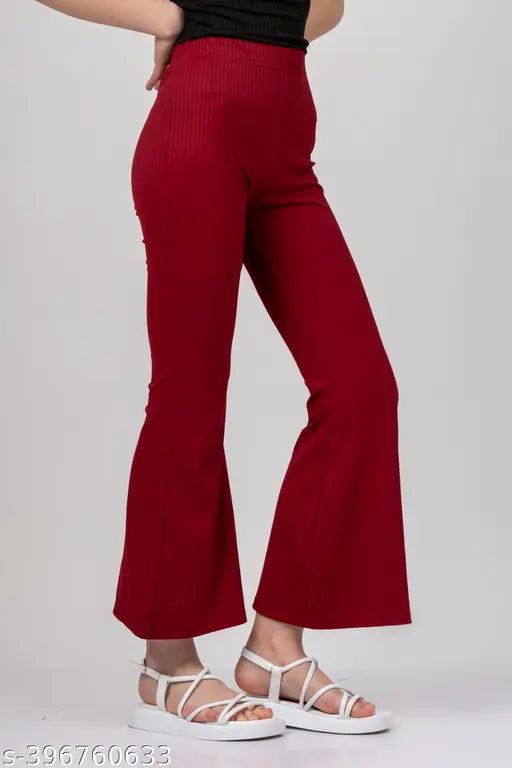 Redamancii Ribbed Bell Bottom Plazzo
