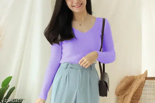 Stylish V Neck Full Sleeve Top