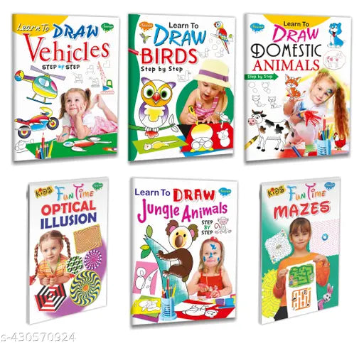 Drawing Activity books for kids Children drawing books - Set of 6 drawing books for kids