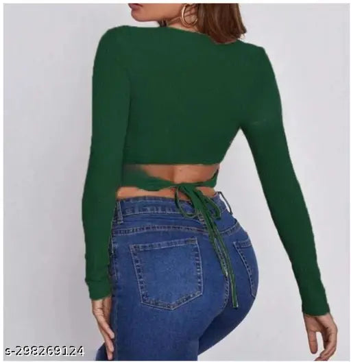 Round Neck Full Sleeve back String Top