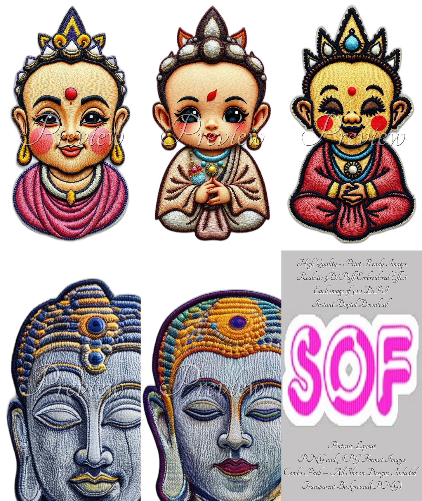 Baby Face Set#1 Theme Pack of 5 Digital Images – 300 DPI Printable Art | Ready to Print | Print on Demand Image | Instant Download
