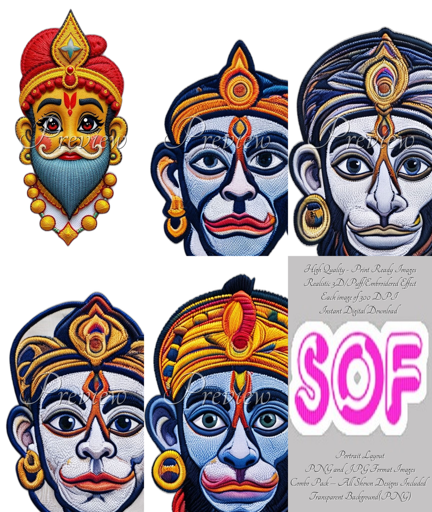 Baby Face Set#4 Theme Pack of 5 Digital Images – 300 DPI Printable Art | Ready to Print | Print on Demand Image | Instant Download
