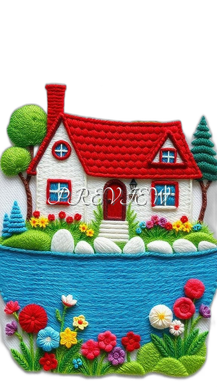 House Garden Lake Style#7 Digital Image Download | 300 DPI Printable Art | Print on Demand Images | Instant Download