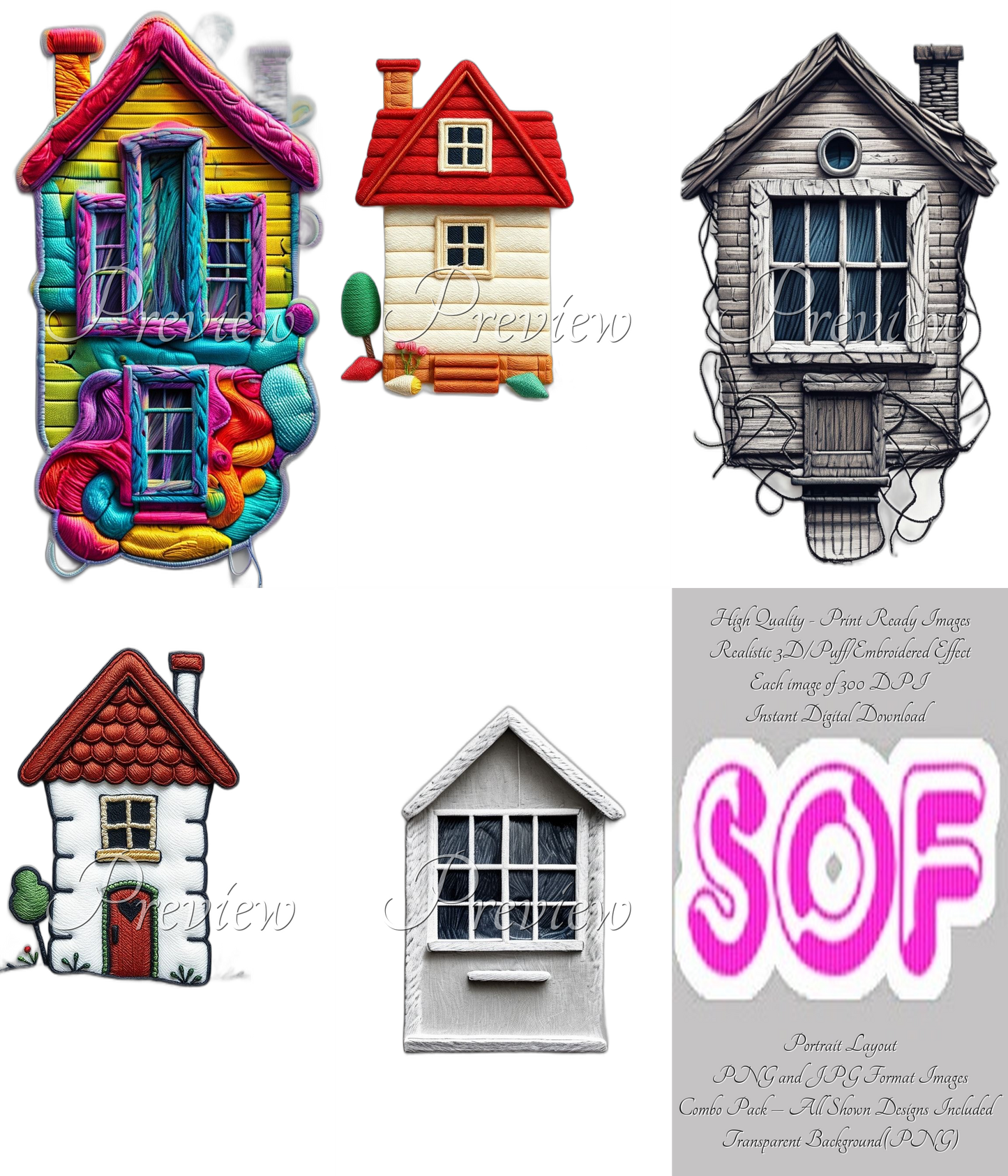 House Home #style1 Theme Pack of 5 Digital Images – 300 DPI Printable Art | Instant Download