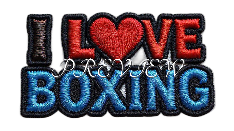 I Love Boxing Style#1 Digital Image | 300 DPI Printable Art | Print on Demand Images | 3D Embroidered Style
