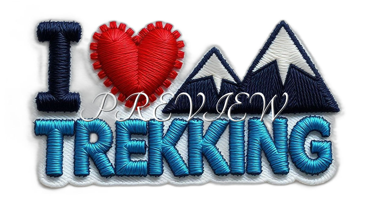 I Love Trekking Style#1 Digital Image | 300 DPI Printable Art | Print on Demand Images | 3D Embroidered Style