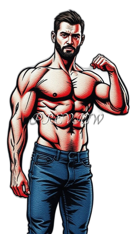 Muscle Man Style#1 Digital Image Download | 300 DPI Printable Art | Print on Demand Images | Instant Download