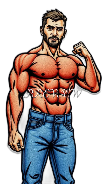 Muscle Man Style#4 Digital Image Download | 300 DPI Printable Art | Print on Demand Images | Instant Download