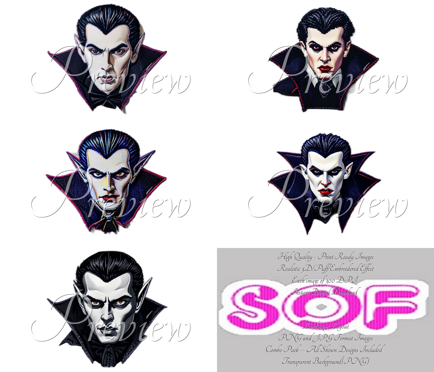 Vampire #set1 Theme Pack of Buy 1 Get 4 Free Digital Images – 300 DPI Printable Art | Ready to Print | Instant Download