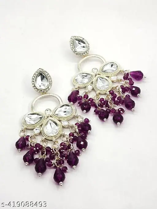 FASHION DANGLER YELLOW EARRINGS MINAKARI WORK WITH KUNDAN STONE AND BEADS HANGINGS