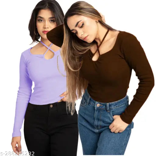 Combo Key Hole Full Sleeve Top New Stylish