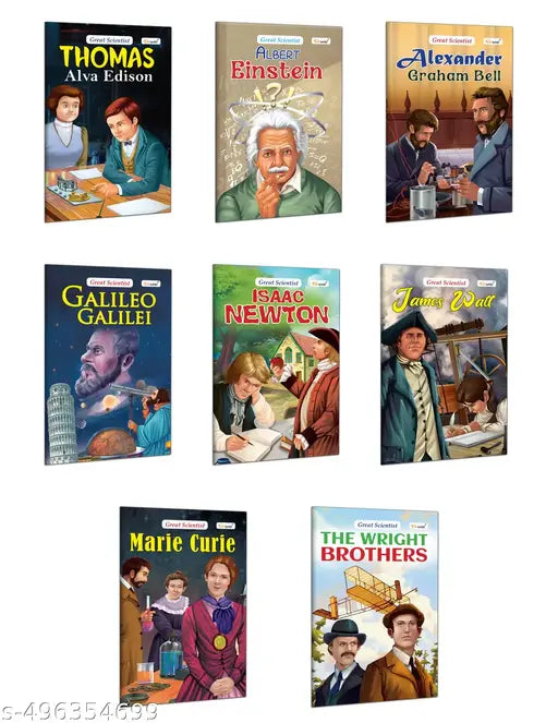 World's Greatest Scientists :Albert Einstein Alexander Graham Bell Galileo Galilei Issac Newton James Watt Marie Curie The Wright Brothers and Thomas Alva Edison-Story Books for Kids (Pack of 8)