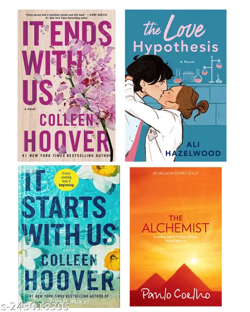 IT END WITH US BY COLLEEN HOOVER + IT STARTS WITH US BY COLLEEN HOOVER + THE LOVE HYPOTHESIS BY ALI HAZELWOOD + THE ALCHEMIST BY PAULO COELHO