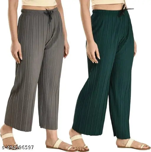 Gladly Women's Solid beautifull Pallazzos for women and Girls 2Pcs Combo