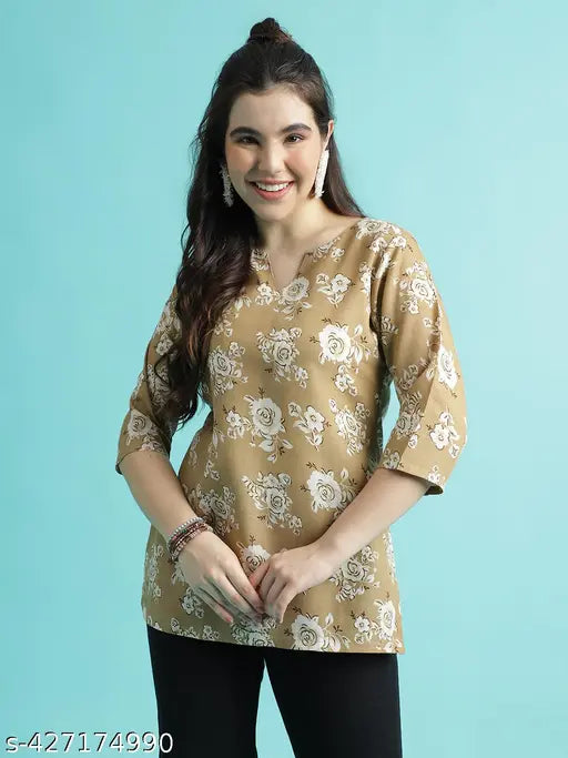 Women's Polycotton Printed Short Kurta