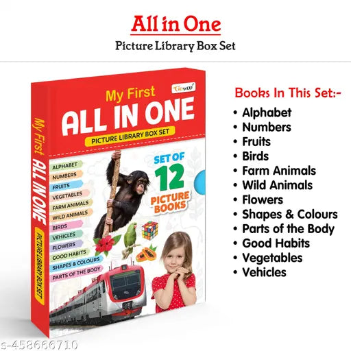 My First All in One Picture Book Collection Box For Early Learning (Red Edition) : Kids learning book My First Library Early Learning Book for Children Kid's book collection of 12 books