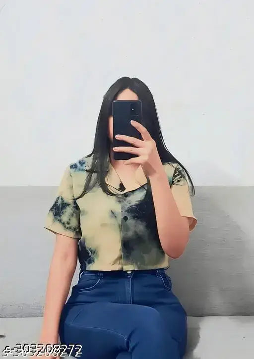 Women Stylish Tie & Dye Crop Shirt