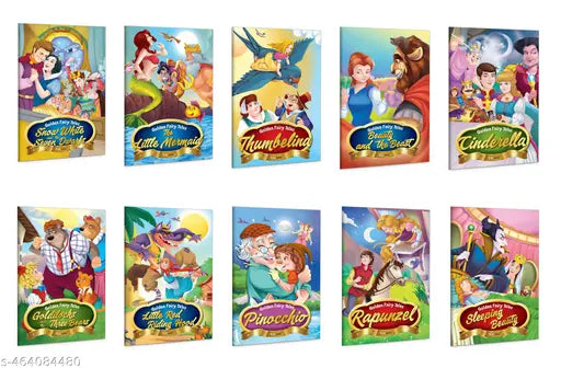 The Collection of Golden Classic Fairy Tales : Pinocchio Cinderella Goldilocks and the Three Bears Rapunzel and more - Children’s fairy tales Kids learning story book - Pack of 10 Books