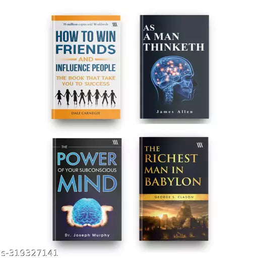 Books For Personal Growth & Wealth (Set of 4 Books): Perfect Motivational Gift Set ( How to Win Friends & Influence People by Dale Carnegie + The Power of Your Subconscious Mind + As a Man Thinketh + The Richest Man In Babylon)