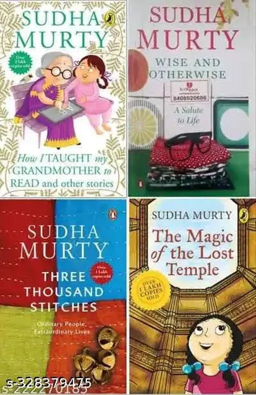 Sudha Murty 4 Books Combo: Wise and Otherwise + The Magic of lost Temple + How i taught my grandmother to read + Three Thousand Stitches